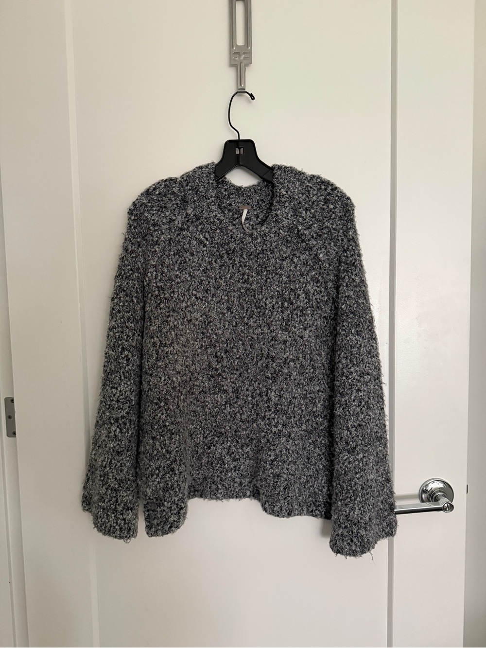Free People Gray Bouclé Crewneck Sweater